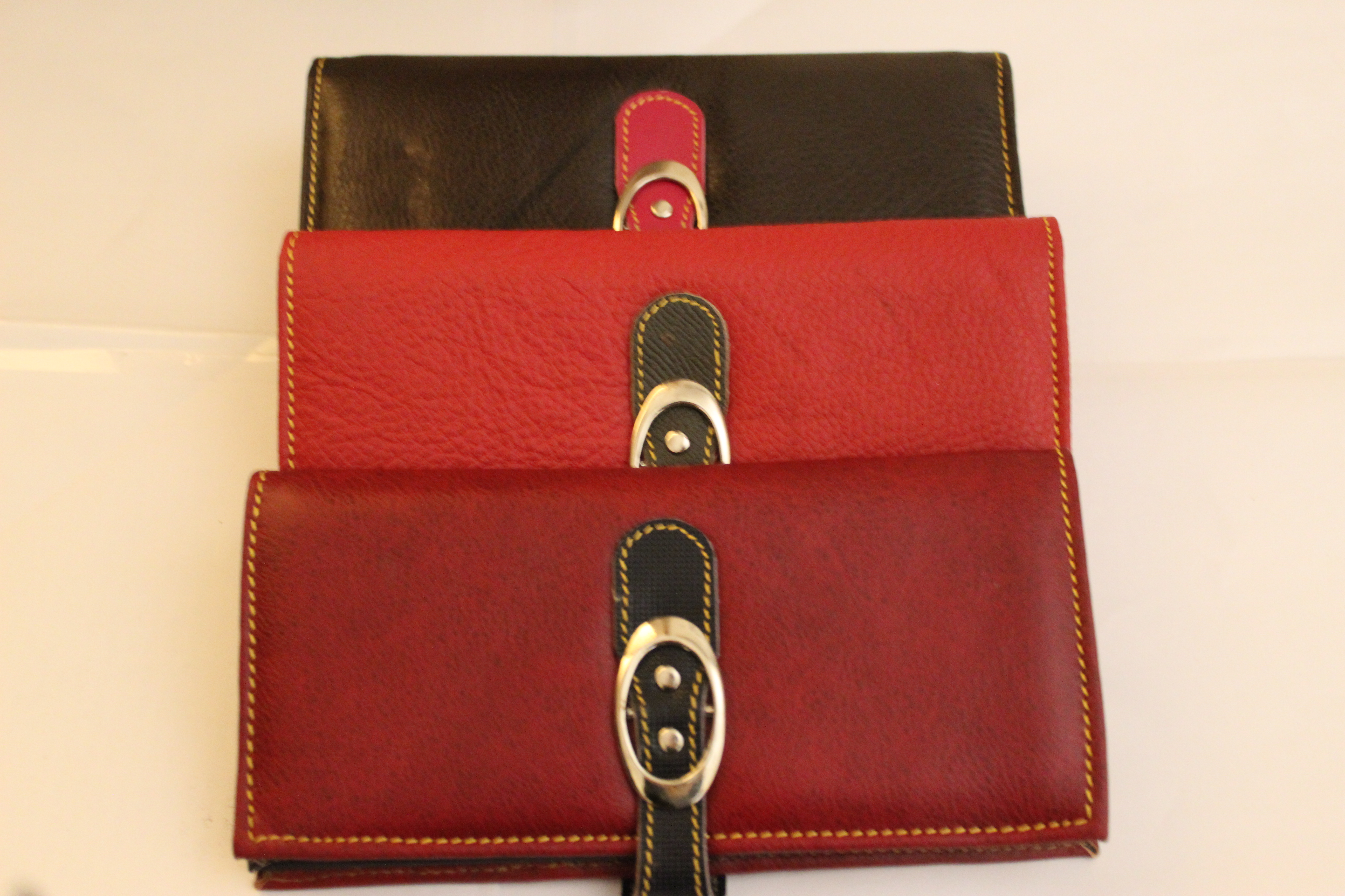 Ladies Black,Red,Dark Red Pure Leather Wallets