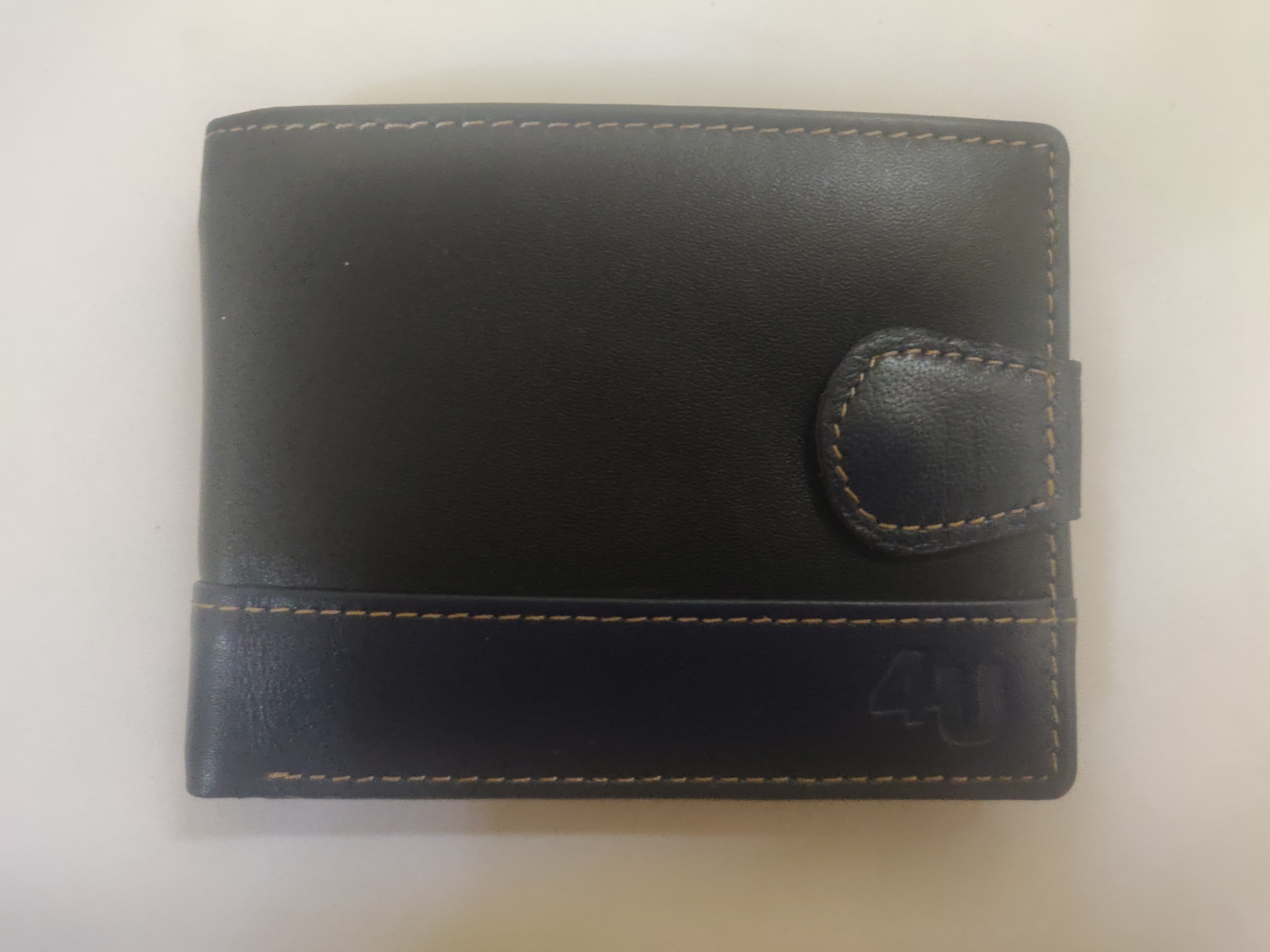 4U Men's Black & Navy blue pure leather Wallet